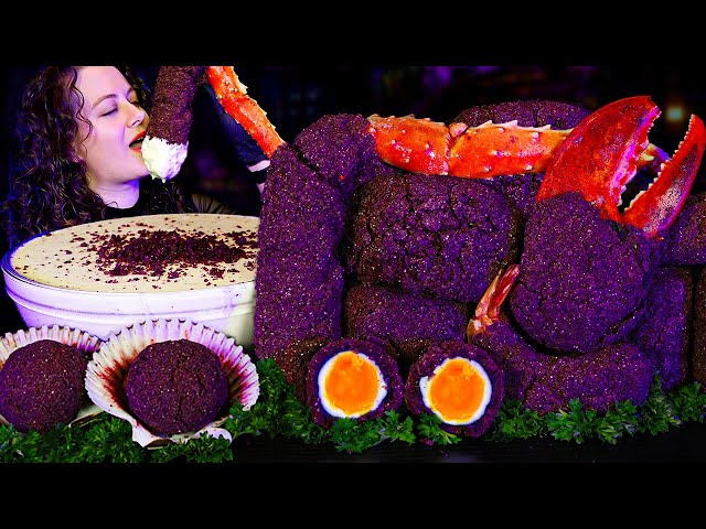 PURPLE UBE DEEP-FRIED SEAFOOD BOIL 🟣🔥 KING CRAB & DESHELLED LOBSTER | ASMR MUKBANG