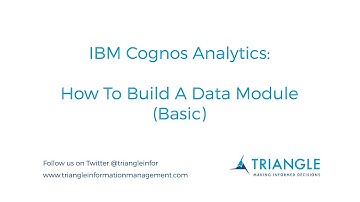IBM Cognos Analytics (R4): How to Build a Data Module (Basic)