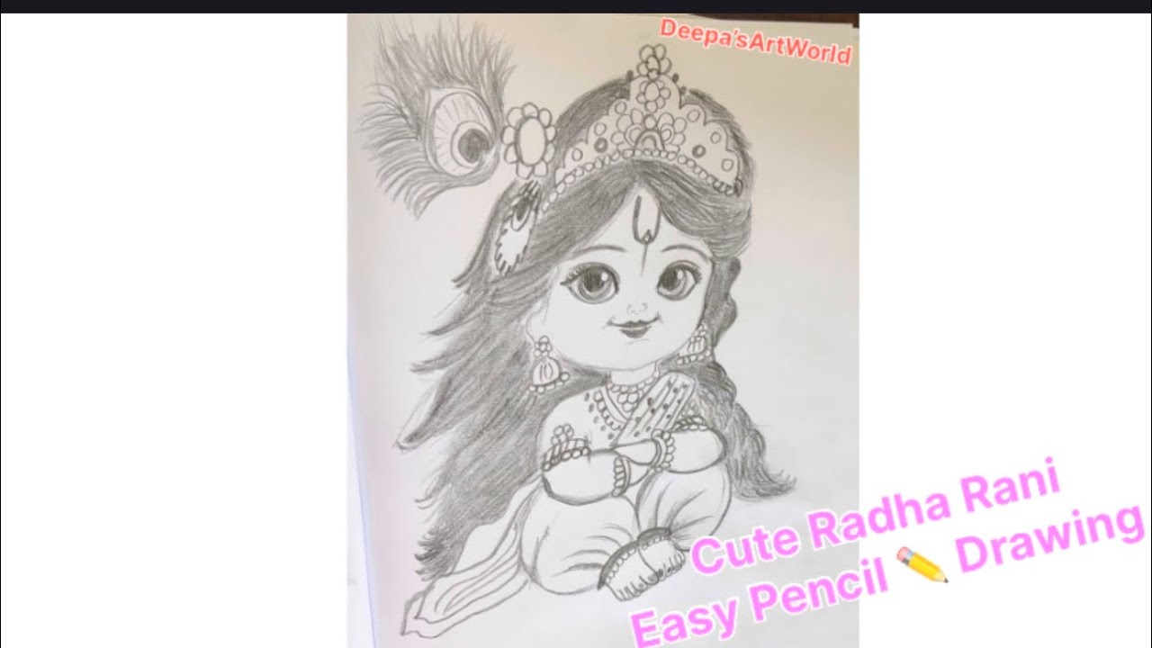 Cute Radha Rani Ji Easy Pencil Sketch ️🌸 | Simple Drawing Tutorial for ...