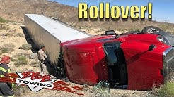 Semi Truck Flips Over! Towing And Recovery  - Part 1 -  Rigging For Upright