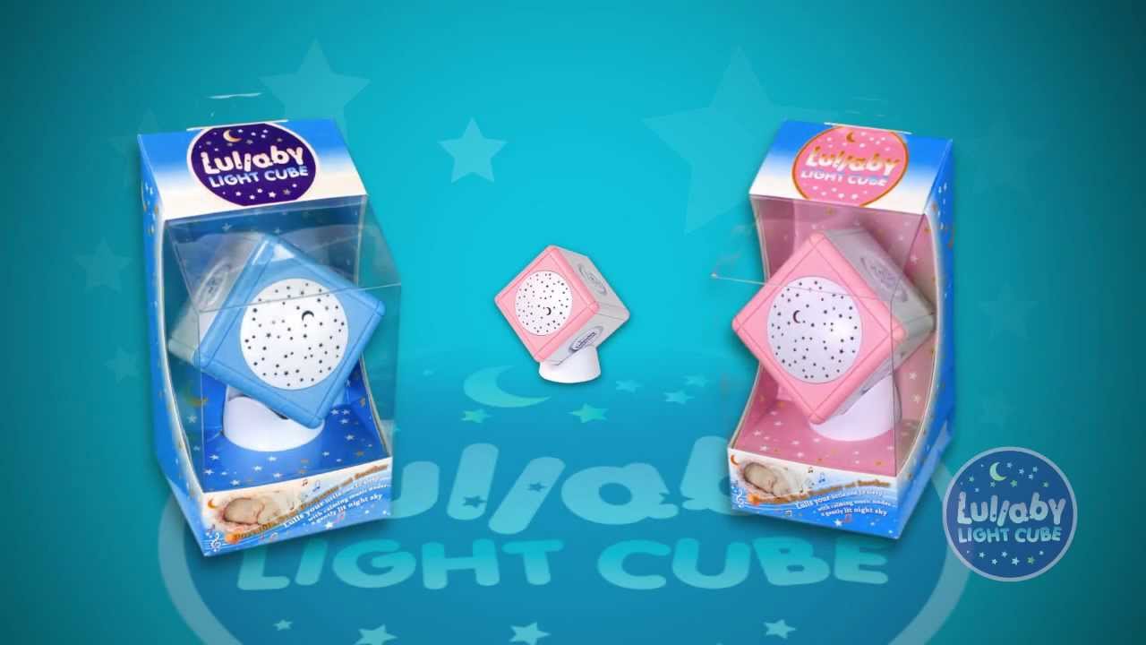 Lullaby Light Cube Night Light Portable Baby Soother and Star Projector in One w Touch Sensors - Blue