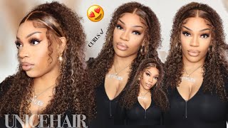 Kinky Curly But Make It Honey Blonde Viral Claw Clip Hairstyle | Unice Hair