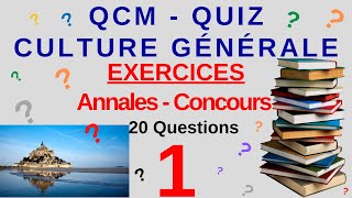 Qcm - Quiz Culture Generale - N1 - 20 Questions Issues Annales Concours De La Fonction Publique