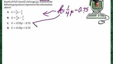 Praxis Application ALG161  Write an algebraic equation from an English statement