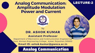 L-2 | Amplitude Modulation Power | AM Current Relation | Modulation Index | Analog Communication