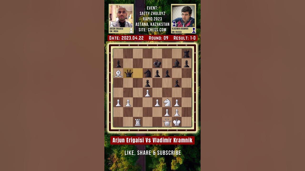 Vladimir Kramnik vs Arjun Erigaisi, A Game of Extreme Nerves, Satty  Zhuldyz Blitz, Kazakhstan, chess, video recording