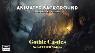Gothic Castles Animated Background Video Loop | Set of 4 Vtuber broadcast Overlay backdrop Dracula