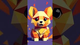 Quirky Geometric Animal Character Built from Bold Triangular Shapes Cute Low Poly Style Illustrati