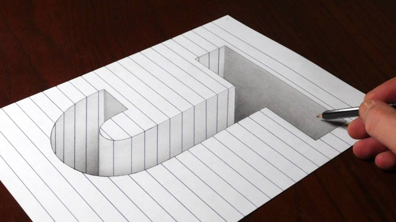 Drawing J Hole in Line Paper - 3D Trick Art Optical ...