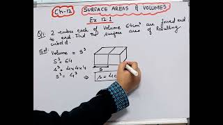 Two Cubes each of volume 64cm cube are joined end to end  I Find surface area of Resulting Cuboid I