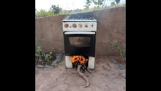 Forno com fogão velho a lenha caseiro . Faça vc msm