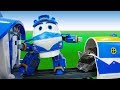 Роботы поезда и Летающая платформа - Видео для детей с игрушками