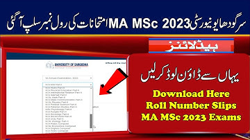 Download SU MA MSc Roll Number Slips 2023 Exams | Sargodha University Roll Number Slips