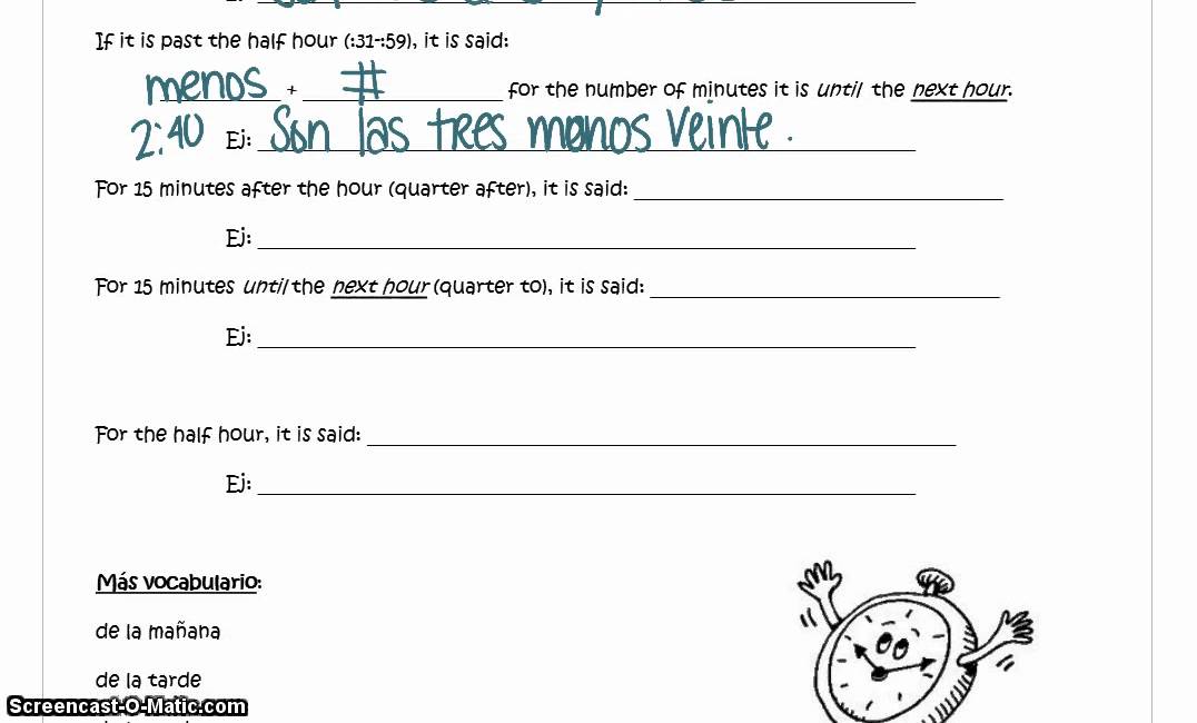 Spanish Time Telling Notes YouTube Spanish Time Telling Notes YouTube