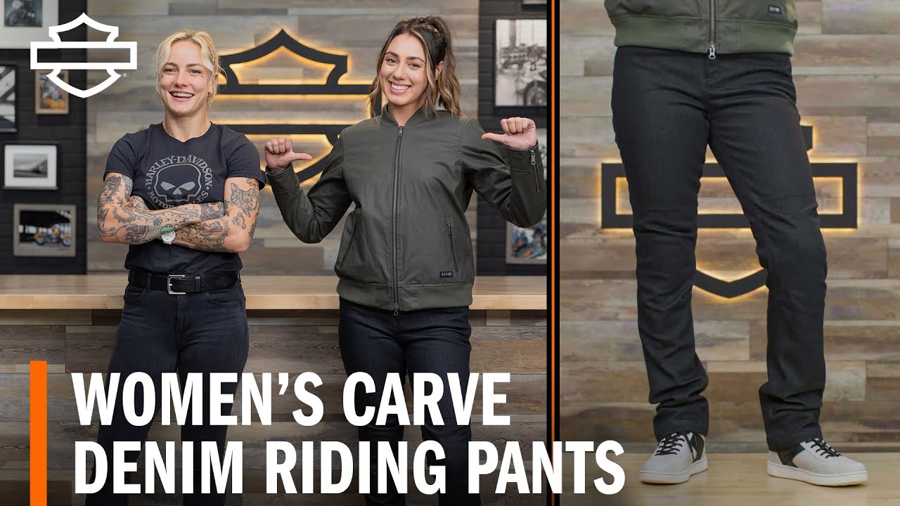 Harley-Davidson Women's Carve Denim Riding Pant Overview - YouTube