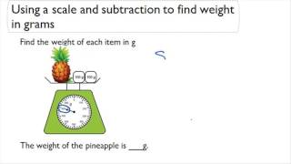 Using a scale and subtraction to find weight in grams