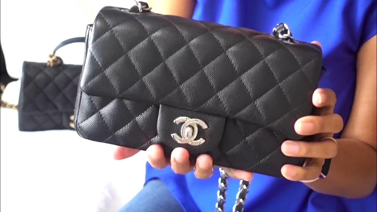 Chanel 21S TOP Handle Mini Rectangular Black Caviar COMPARISONS Classic  Pearl Crush Coco Handle 