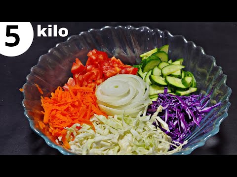 I eat this cabbage salad for dinner every night and I lost 5 kilos in a week. With red cabbage