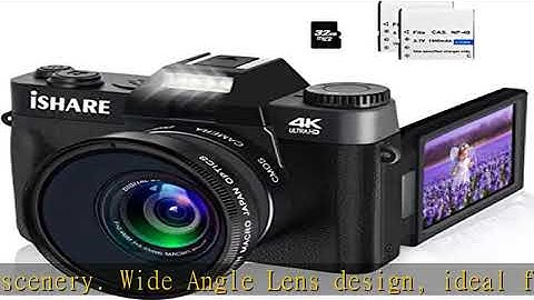 ISHARE 4K Digital Camera for Photography, 48MP FHD Video Camera with WiFi, 3 Inch Flip Screen, 16X