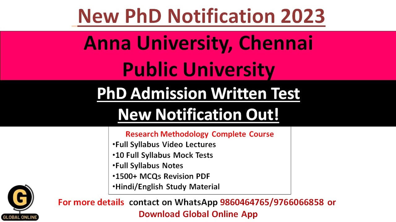 phd entrance exam 2023 anna university
