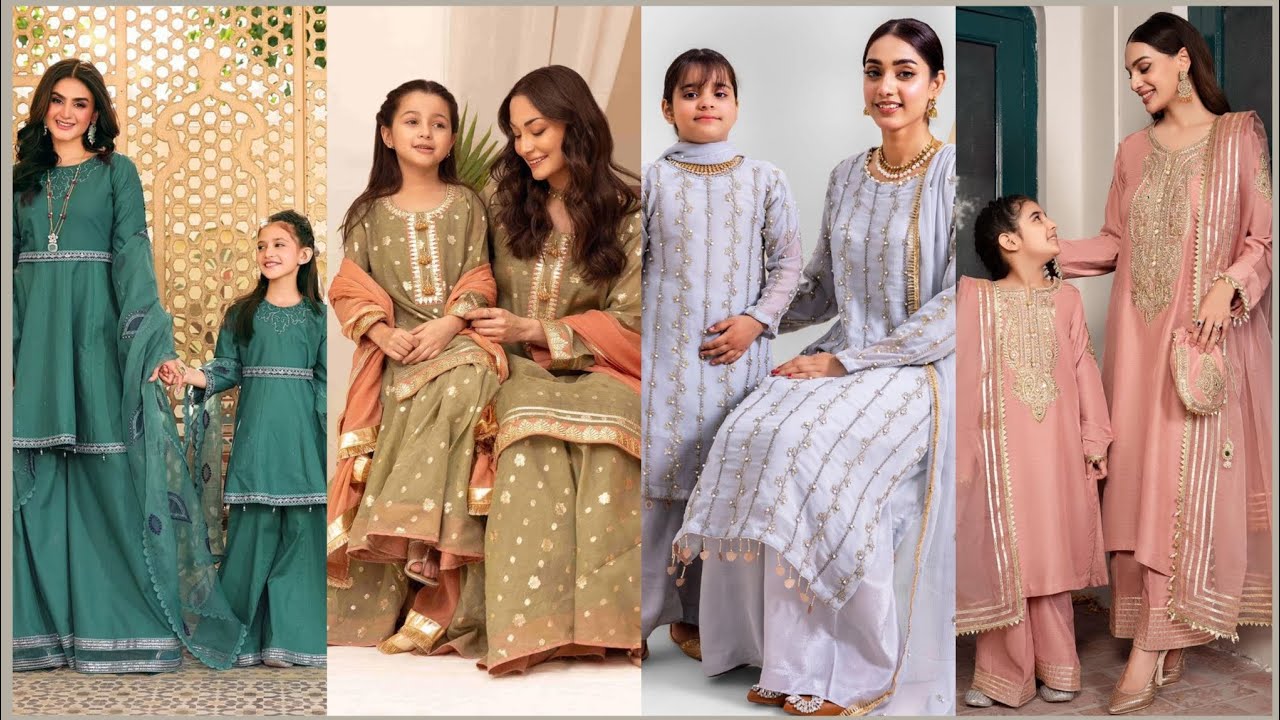 Mother and daughter same matching dress designs special 2026 Eid ideas