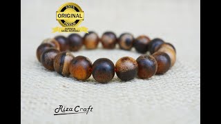 Gelang Kayu Gaharu Asli Wangi motif Zebra Kalimantan Super 12 mm. Bersertifikat