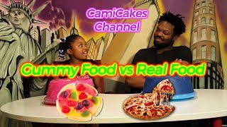 GUMMY FOOD VS. REAL FOOD CHALLENGE WITH CAMICAKES