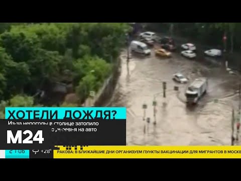 Из-за непогоды в столице затопило улицы и повалило деревья на авто - Москва 24
