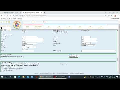 Marriage certificate and Payment online application