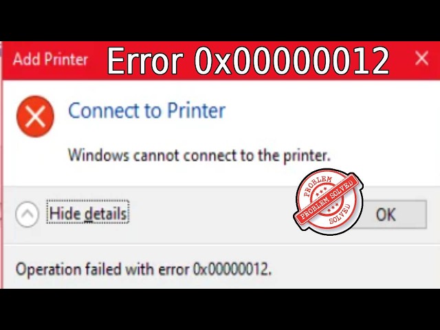 Windows Cannot Connect To The Printer, Operation Failed With Error