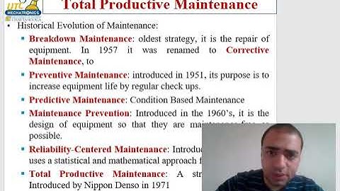 UTC Mechatronics - ETME 3120- Lesson 7- Total Productive Maintenance
