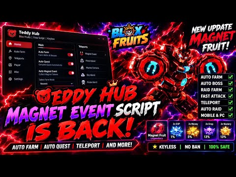 NEW Teddy Hub Script in Blox Fruits! 🧲 Magnet Event + Auto Farm + Secret Quest | NO KEY