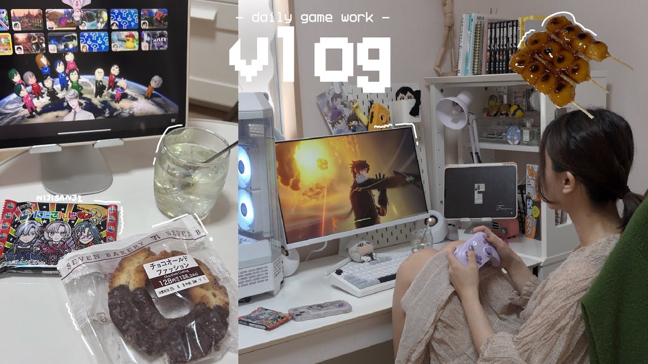 Game Vlog🎮|在宅ﾌﾘｰﾗﾝｽの休日とお仕事の記録👩‍💻原神とホラゲ👻にじさんじマンチョコ開封🌈🕒