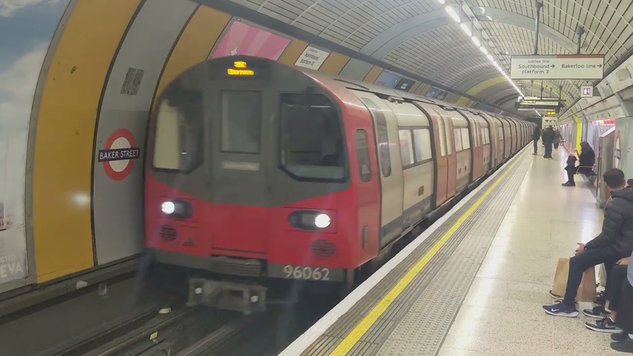 16 Jubilee Line trains and stations, filmed at the driver's cab end