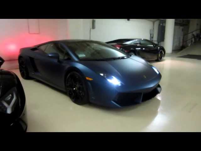 Matte Blue Lamborghini Gallardo start-up and drive off - YouTube