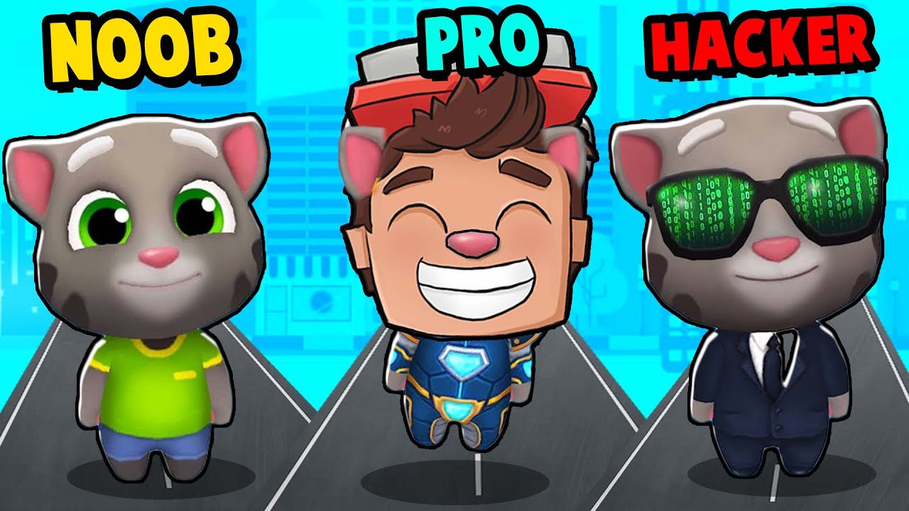BIEGAM KOTEM JAK WARIAT - NOOB vs PRO vs HACKER (Talking Tom Hero Dash)