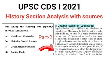 UPSC CDS I 2021 || History Section Analysis || Part-2 || #facetsofupsc