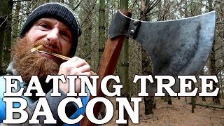 Eating TREE BACON like a BEAVER with Viking AXE! | Cambium Survival Food | Tormund Giantsbane
