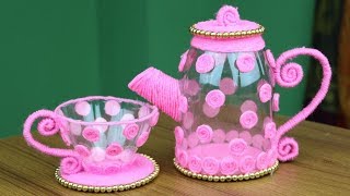 Make Amazing Tea Cup and Saucer With Waste Plastic Bottle - DIY Plastic Bottle Craft Ideas