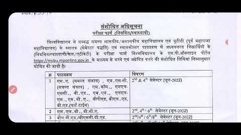MA MCOM MSC 2nd And 4th Sem Exam Form PG Exam  Chhatarpur University आवश्यक सूचना