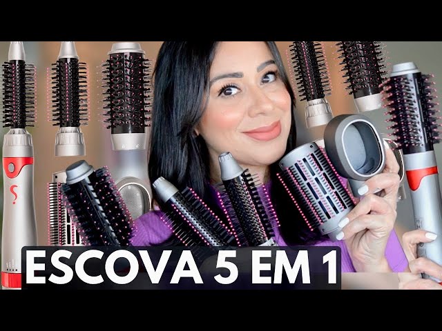 Escova Alisadora de Cabelo Secadora 5 em 1 Bivolt Tecnologia Ionica  Temperatura Ajustável Cerdas de Cerâmica Cuidados Femininos Compre produtos  de tecnologia e eletrônicos na W2i Shop