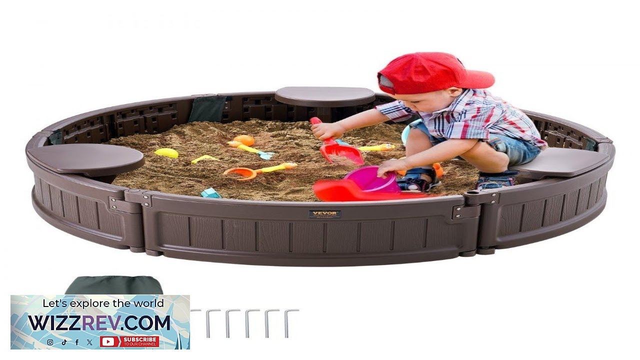 VEVOR Sandbox with Cover 47.2 x 9.1 in Round Sand Box HDPE