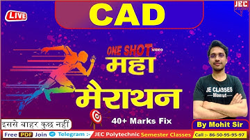 (CAD ) Computer Aided Design Mechanical 4th Sem महा-मैराथन Class BY JEC One Shot Video JE CLASSES