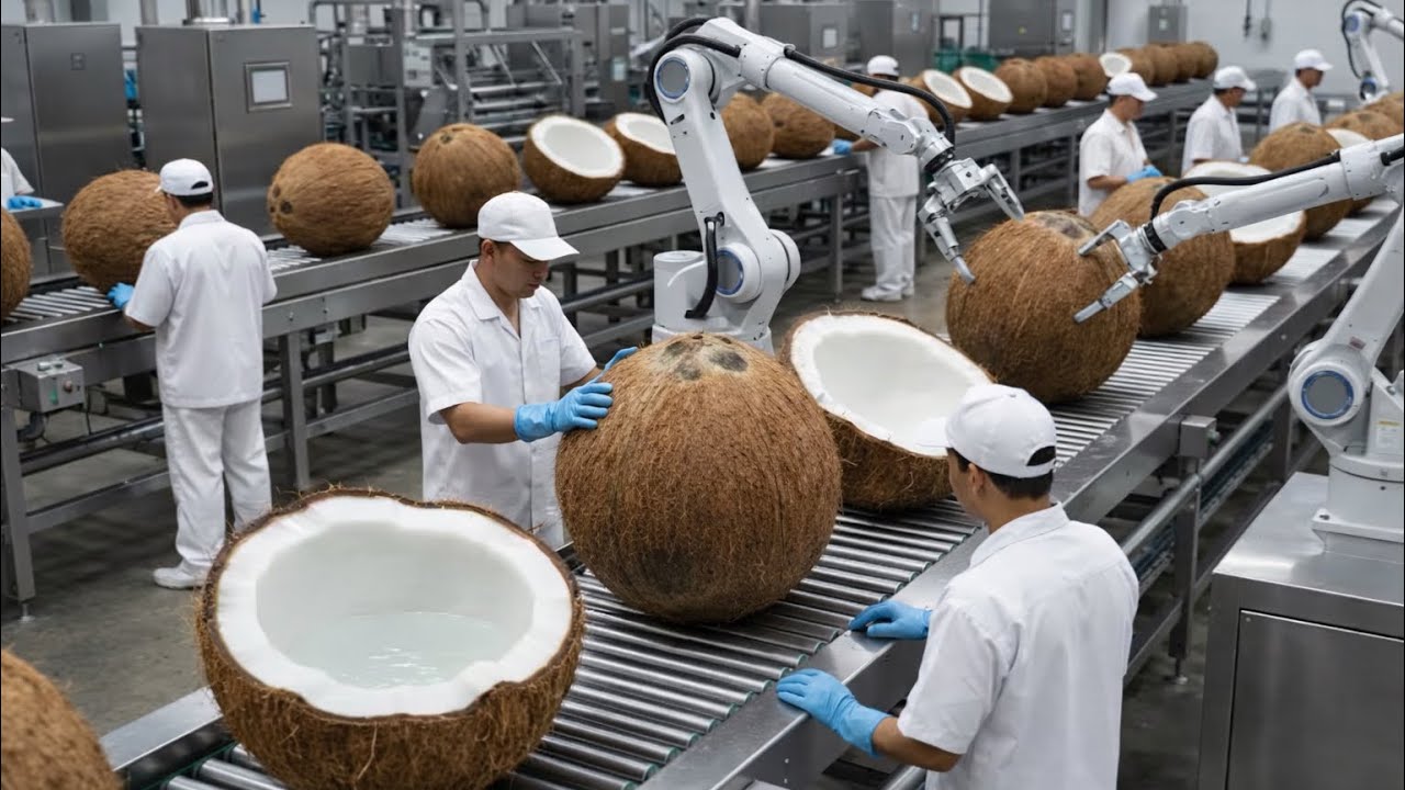 Inside COCONUT Factory: Milk, Water & Dried Coconut Production|| Manufacture Mystery||