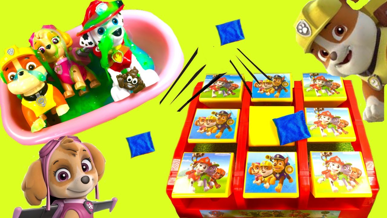Paw Patrol Skye & Rubble Play Toss Game for Toys Suprises and a SLIME