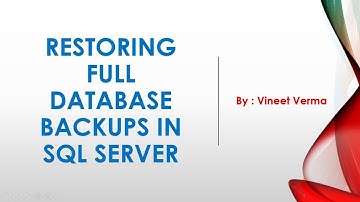 Restoring Full Database Backups using SQL Server