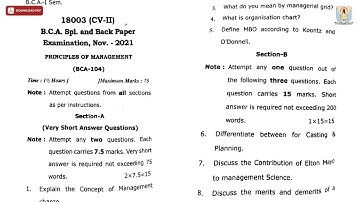 BCA 1ST SEM PRINCIPLES OF MANAGEMENT CV NOV 2021 | CCSU