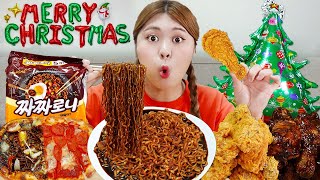 MUKBANG 직접 만든 짜파게티 짜짜로니피자 치킨 파김치 먹방! BLACK BEAN NOODLES PIZZA CHICKEN EATING SHOW | HIU 하이유