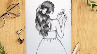 How to draw Girl with Makeup box -Drawing easy || Pencil sketch for beginner || Girl drawing easy