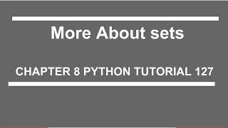 Famous More about sets : Python tutorial 127 Net Worth